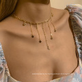 Simple Ins Star и Moon Tassel Clabical Chain Женская ниша с тонкой цепью.